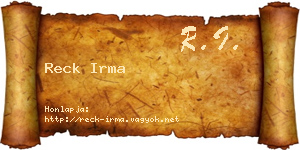 Reck Irma névjegykártya
